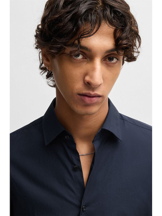 Kenno Long-sleeved Cotton Shirt Navy Blue