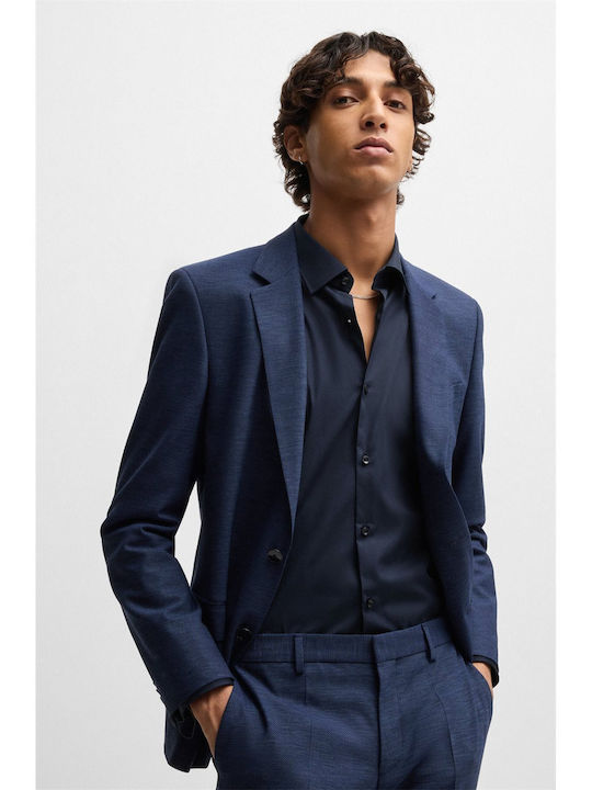 Kenno Long-sleeved Cotton Shirt Navy Blue