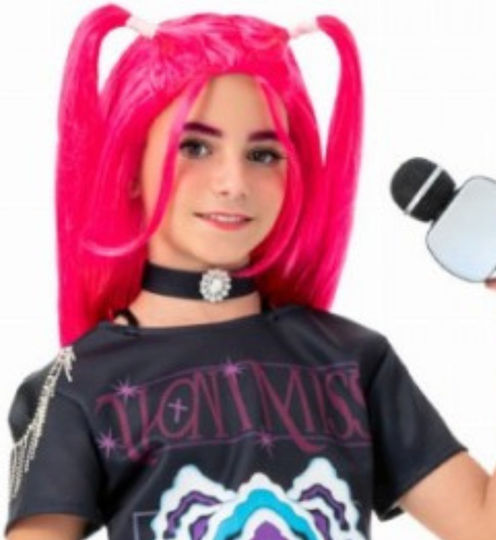 Perucă de Carnaval Copilului cu Codițe Fuchsia pentru Halloween