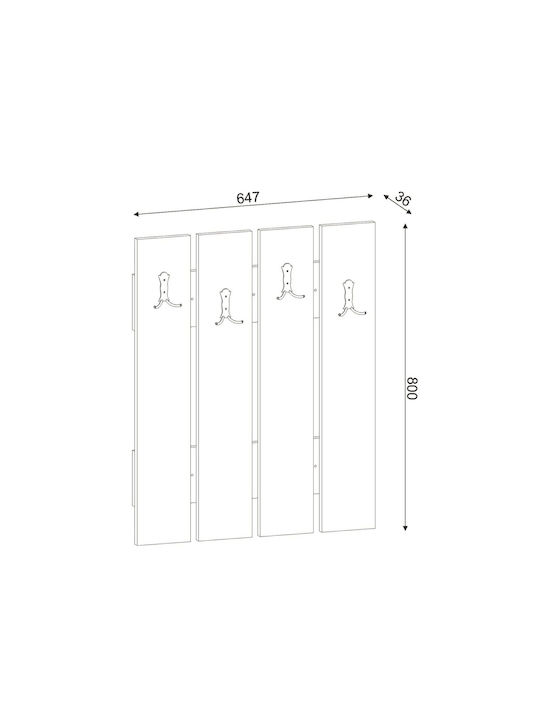 UnicUtil Agățătoare De Perete Metalică Cu 8 Compartimente Maro 64.7x3.6x3.6cm