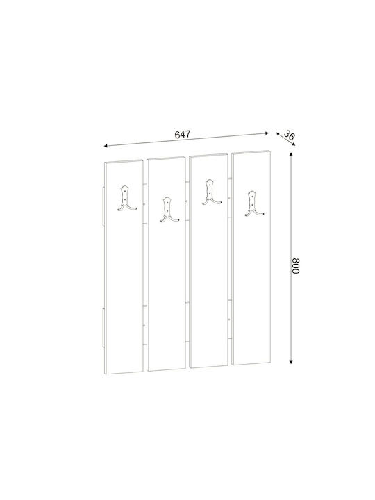 UnicUtil Agățătoare De Perete Metalică Cu 10 Compartimente Albă 64.7x3.6cm