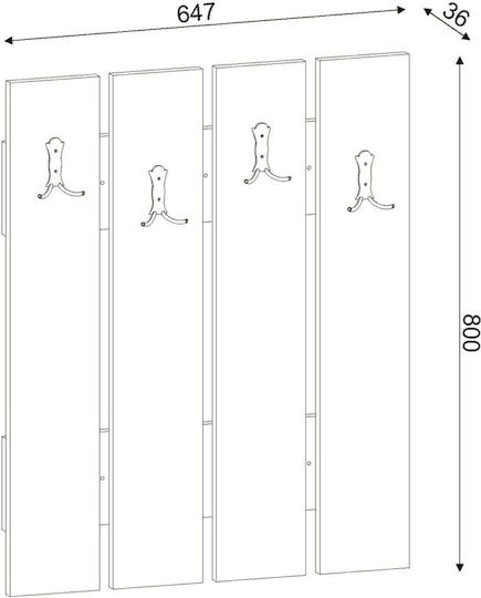 UnicUtil Wall Hanger Metal 10 Hooks White 64.7x3.6cm
