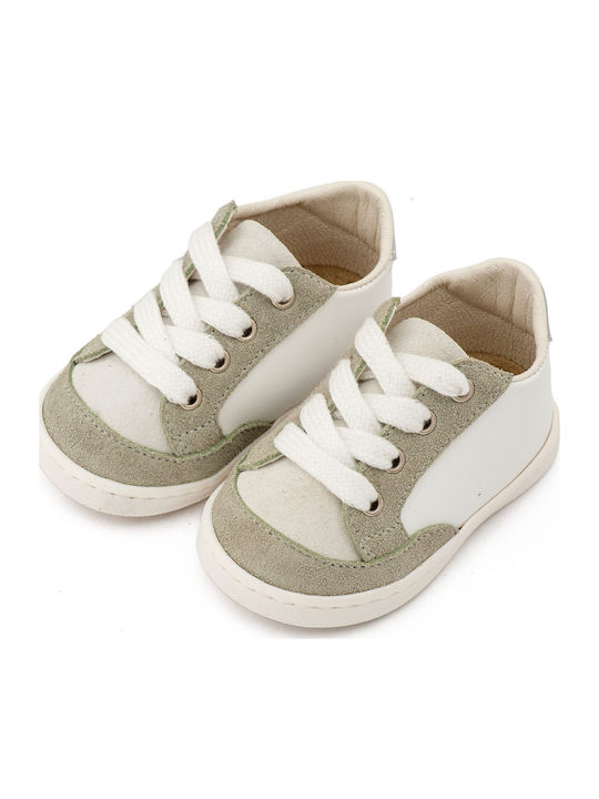 Babywalker Christening Leather Sneakers White/Mint