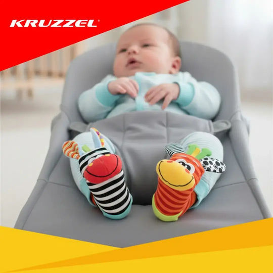 Kruzzel Set Baby Rattles and Wrist Rattles for Newborns