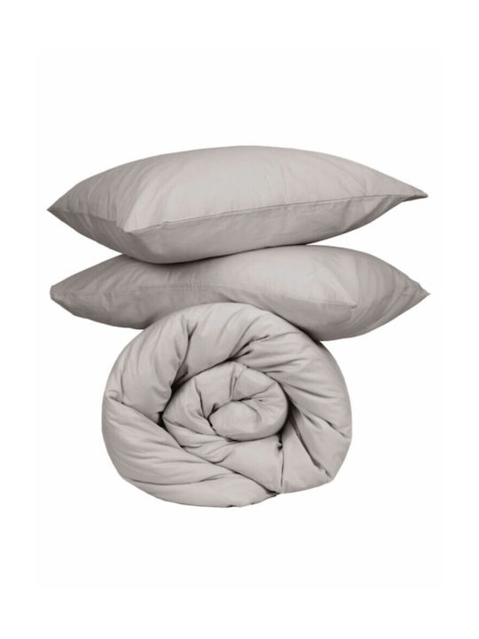 Sunshine Sheet Sets Double with Elastic 150x205+30cm. Cotton Feelings 151 106 Light Grey 4pcs
