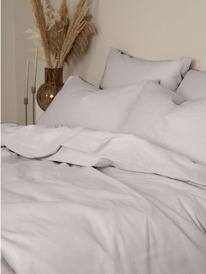 Sunshine Cotton Feelings 151 Σετ Σεντόνια Διπλά με Λάστιχο 150x205+30εκ. 106 Light Grey (4τμχ)