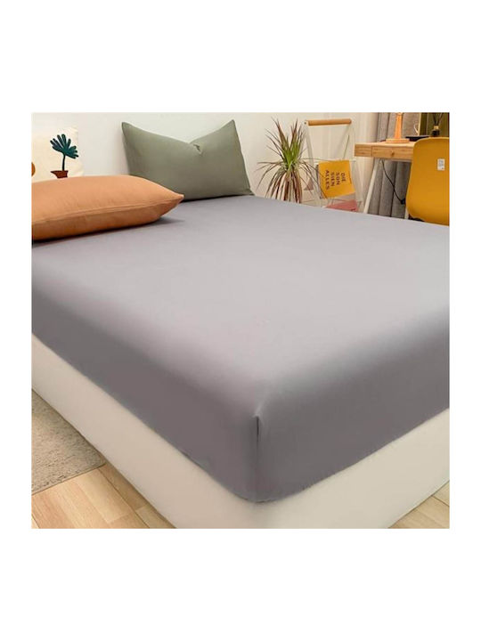 Kipper Чаршаф King Size с Ластик 180x200+32см. Сив