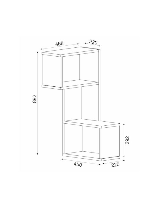 Corner Shelf Wall Brown 47x22x89cm