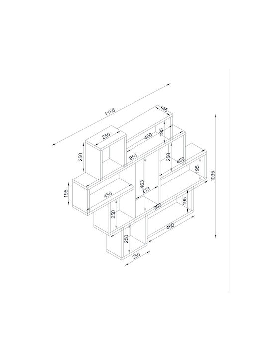 Shelf Wall Cream 115.5x14.5x103.5cm