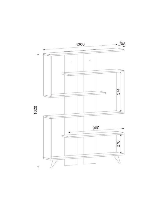 Bibliotecă Albă 62x20x120 cm