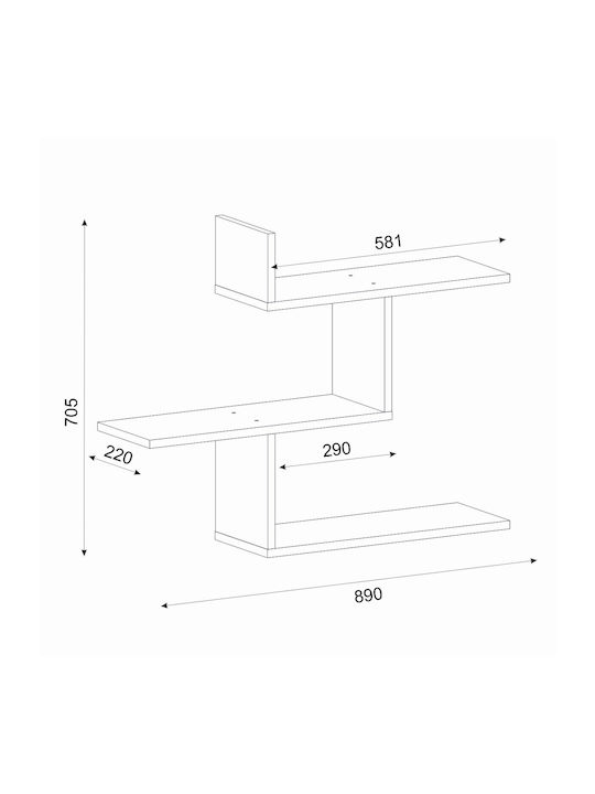 Shelf Wall White 89x22x71cm