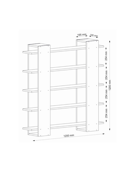 Bibliotecă Element Fusion Albă 120x19.5x120 cm