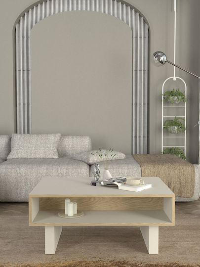 Rectangular Central Coffee Table Selinos Wooden Sandstone M90xW60xH39.6cm