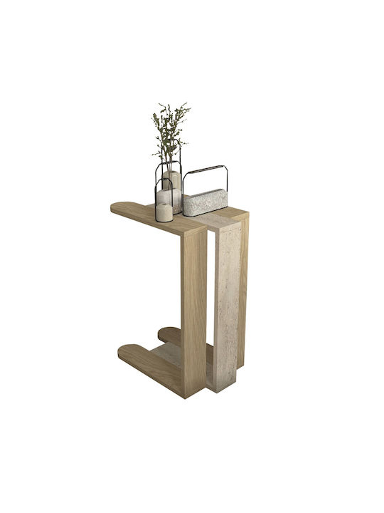 Masă Laterală Rectangulară Din Lemn Travertine Lățime 30xLungime 45xÎnălțime 58.6 cm