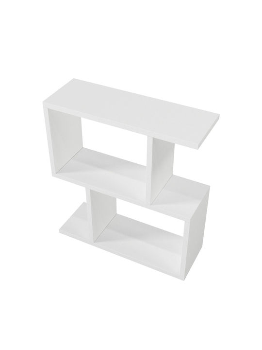 Masă Laterală Rectangulară Din Lemn Cu Roți Albă L50xL18xÎ55cm