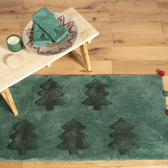 Nef-Nef Homeware Non-Slip Bath Mat Cotton Trees Of Joy Green 70x140cm
