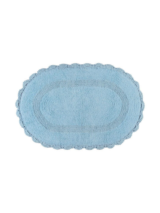 Beauty Home Non-Slip Bath Mat Cotton Oval 3281 Gray 50x80 cm