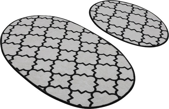 L'Εssentiel Maison Bath Mats Set Oval White-black 2pcs