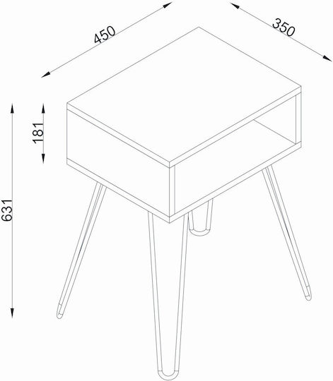 Nachttisch Modera Metall Braun 45x35x63.1cm