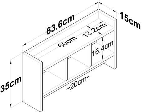 UnicUtil Επιτοίχιο Ράφι 63.6x35x15εκ. Μαύρο