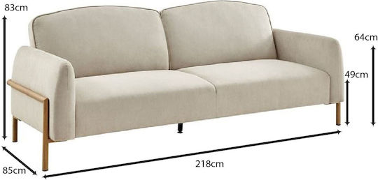Molino Three-Seater Couch Bed Beige 218x85x83 cm E9415,2
