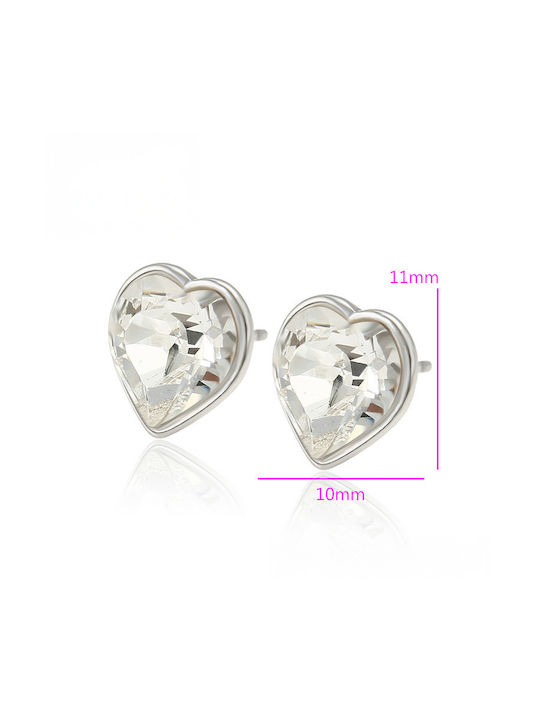 Chrysothemiss Women's Earrings Crystal Heartbeat Platinum Plated White Crystal Zircon