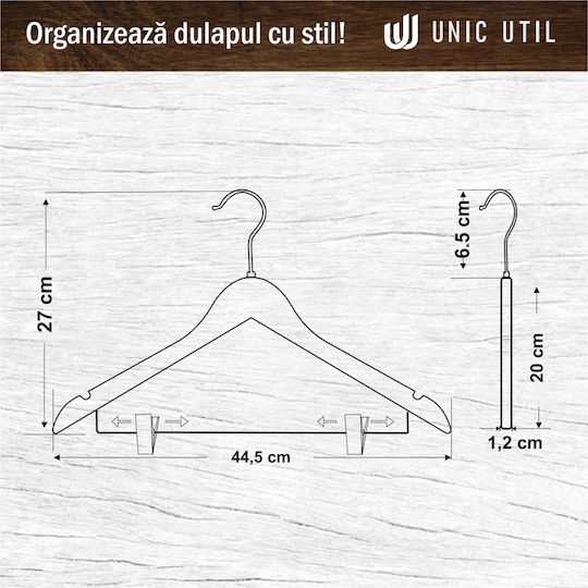 UnicUtil Umeraș pentru Dulap pentru pantaloni Lemn Bej UUUM10X10 10buc