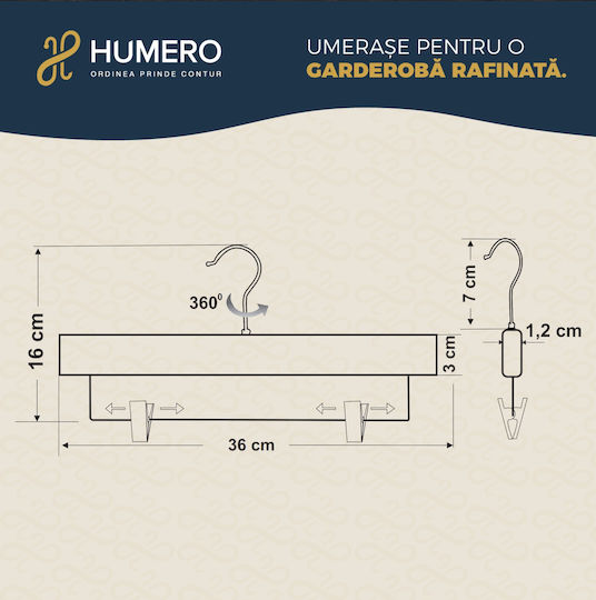Humero Umeraș pentru Dulap pentru pantaloni Lemn Neagră 50buc