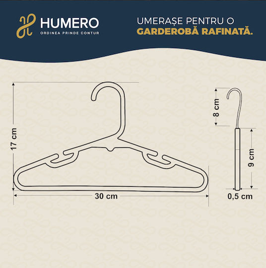 Humero Κρεμάστρα Ρούχων Λευκή HUUUM53X30 30τμχ
