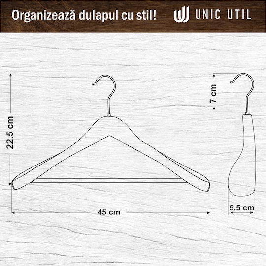 UnicUtil Umeraș pentru Haine Neagră UUUM15X6 6buc