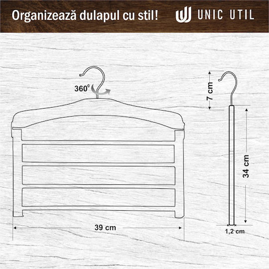 UnicUtil Umeraș pentru Dulap Pliabile pentru pantaloni Lemn Bej UUUM58X6 6buc