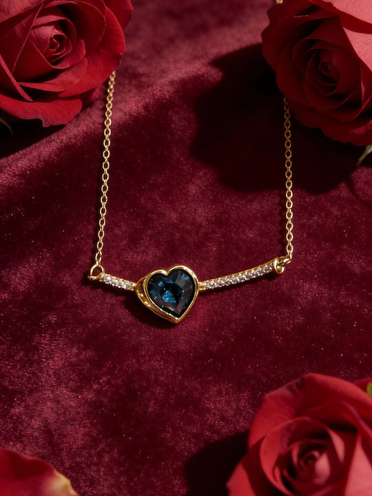 Chrysothemiss Necklace with design Heart Gold Plated with Zircon