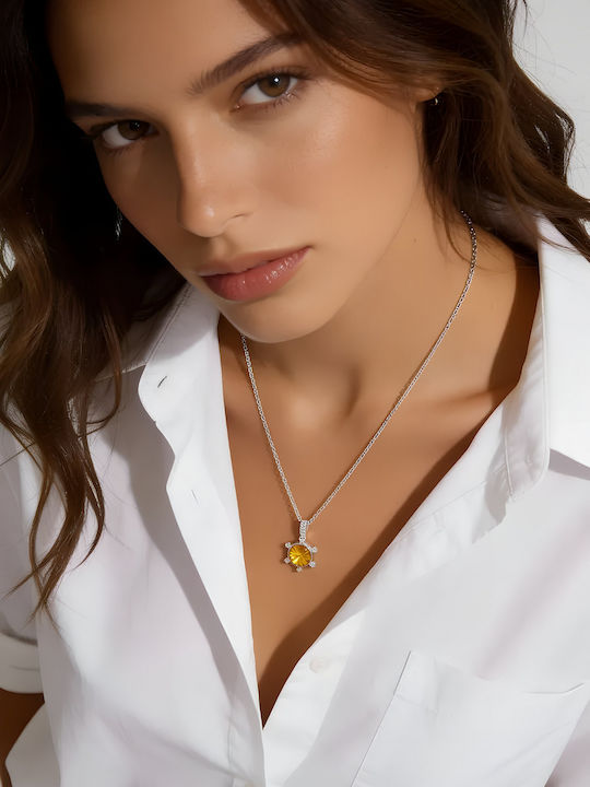 Chrysothemiss Women's Necklace Sunbeam Glow Crystal Sun Shape