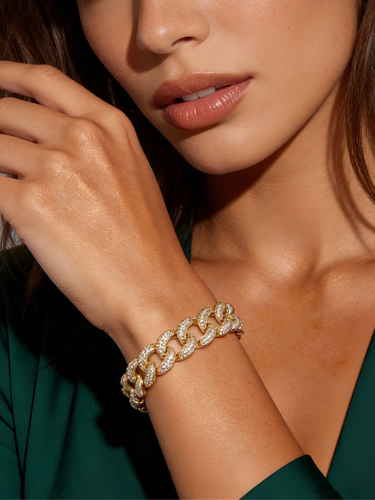 Дамска гривна Chrysothemiss Aurum Glace бял циркон позлатена с 14k злато