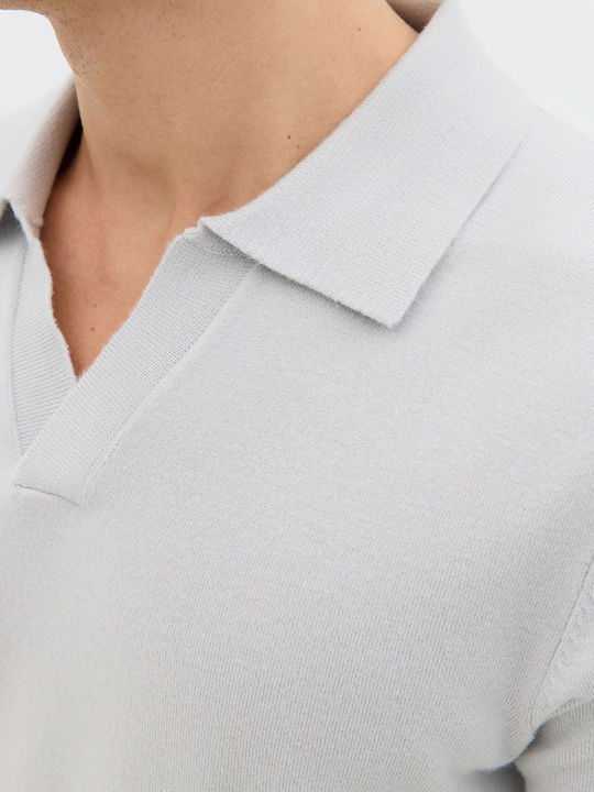 Polo Kurzarmbluse Light Grey