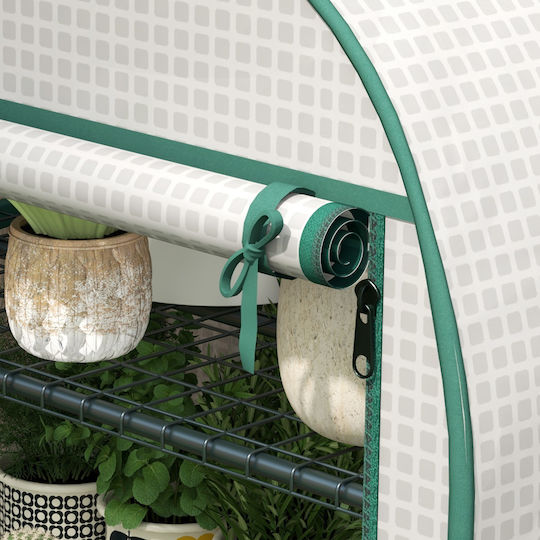Outsunny 845-607V01WT Θερμοκήπιο με Μεταλλικό Σκελετό και Ράφια 0.8x0.5x1.6m