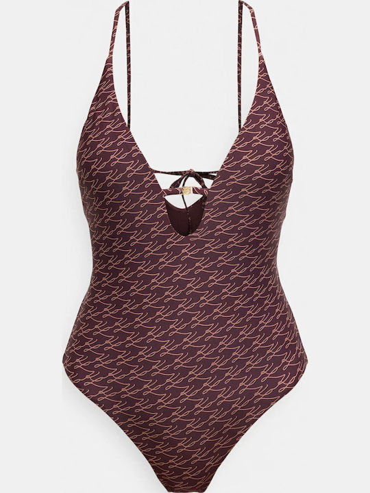 One Piece Swimsuit with Light Padding Brown