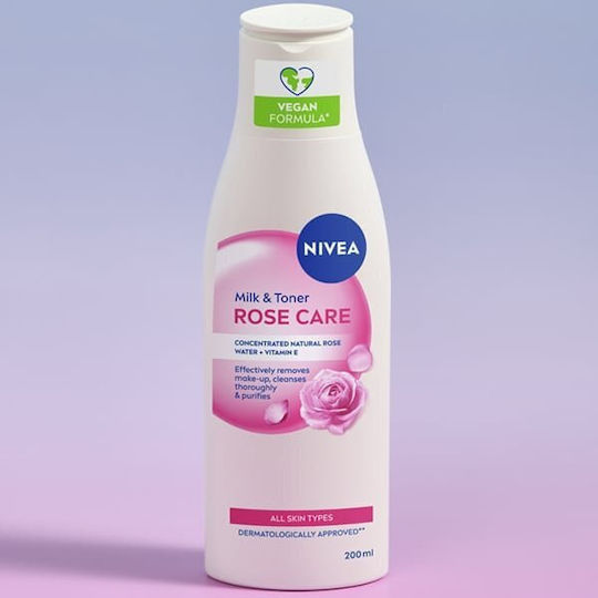 Nivea Milk & Toner Rose Care Γαλάκτωμα Καθαρισμού Προσώπου 200ml