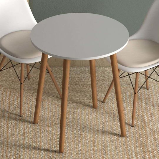 Rundes Esszimmer- und Küchentisch Weißes Holzbeine 70×70×73 cm