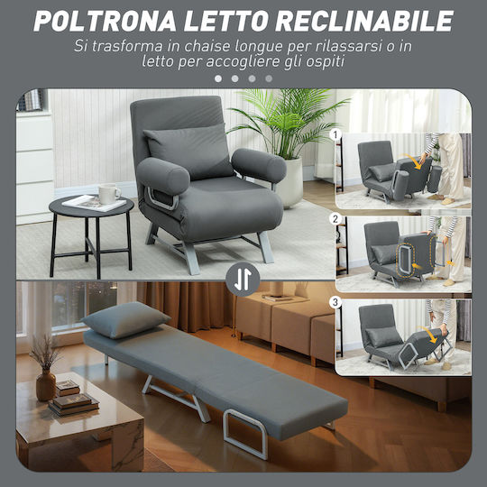 Πολυθρόνα Κρεβάτι 73x78x81cm Σκούρο Γκρι