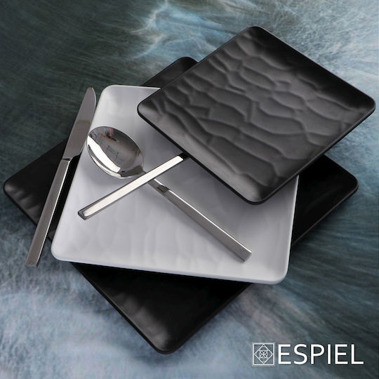 Espiel Πιάτο Ρηχό Πιάτο Ρηχό Τετράγωνο από Μελαμίνη Λευκό 26x26cm 6τμχ