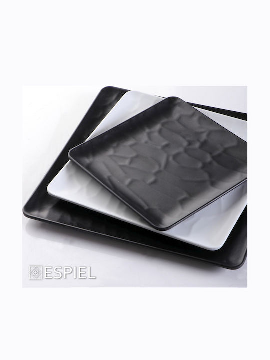 Espiel Flacher Teller Teller Untiefe Platz aus Melamin Weiß 26x26cm 6Stück