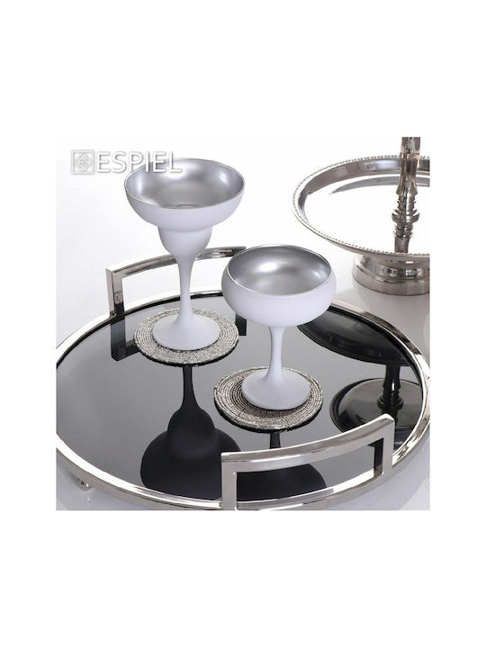 Espiel Set Gläser Cocktail/Trinken / Weißwein aus Glas in Silber Farbe 305ml 6Stück