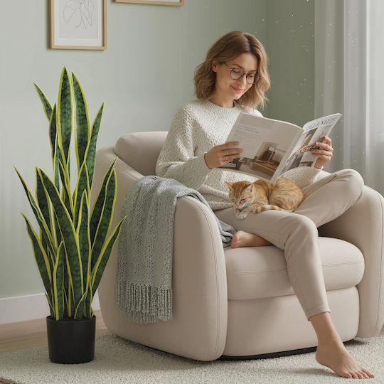 Outsunny Artificial Sansevieria Pot Outdoor Indoor Space 21 Adjustable Leaves Ø20x90 cm 844-267v01yg