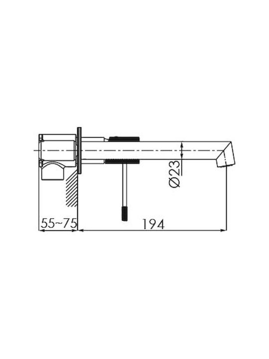 Excel Built-in Mixer & Spout Set for for Bathroom Sink 2 Exits Black