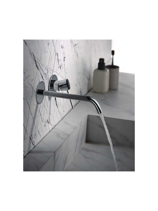Excel Built-in Mixer & Spout Set for for Bathroom Sink 2 Exits Silver