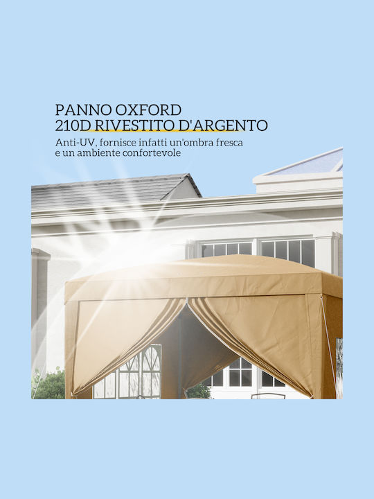 Outsunny Πτυσσόμενο Κιόσκι Κήπου Χακί 3x3m