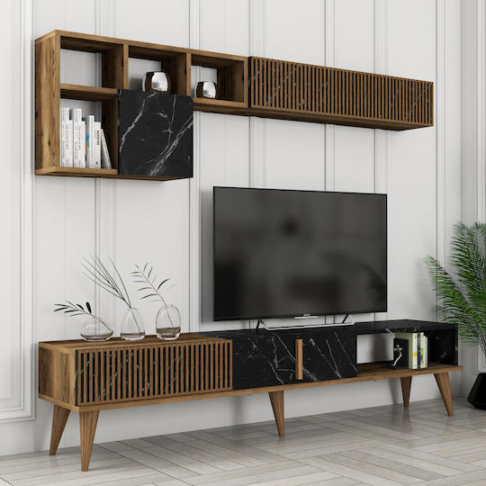 Set Living Milan 3 Bucăți Nuc Negru Marmură