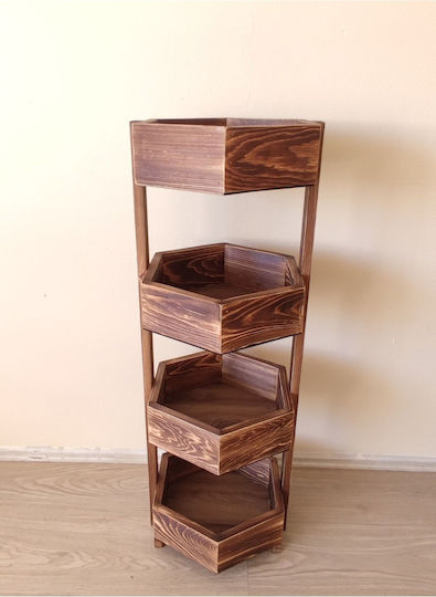 SteweHome Кухненски Стелаж Дървен 4 Позиции Кафяв 32x28x90см