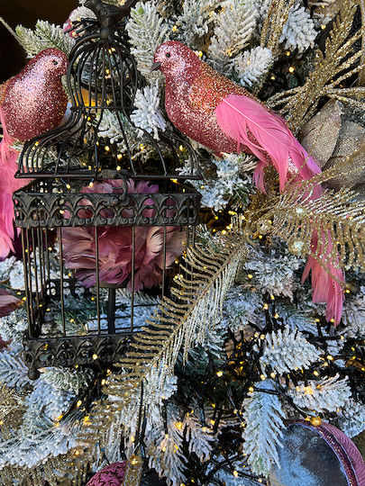 InTheBox Pixie Vogel Weihnachtsfigur 32cm Polyfoam Rosa Stoff 6 Stücke